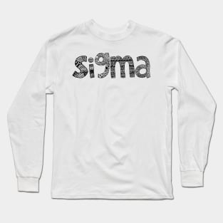 Sigma Letter Doodle Pattern Long Sleeve T-Shirt